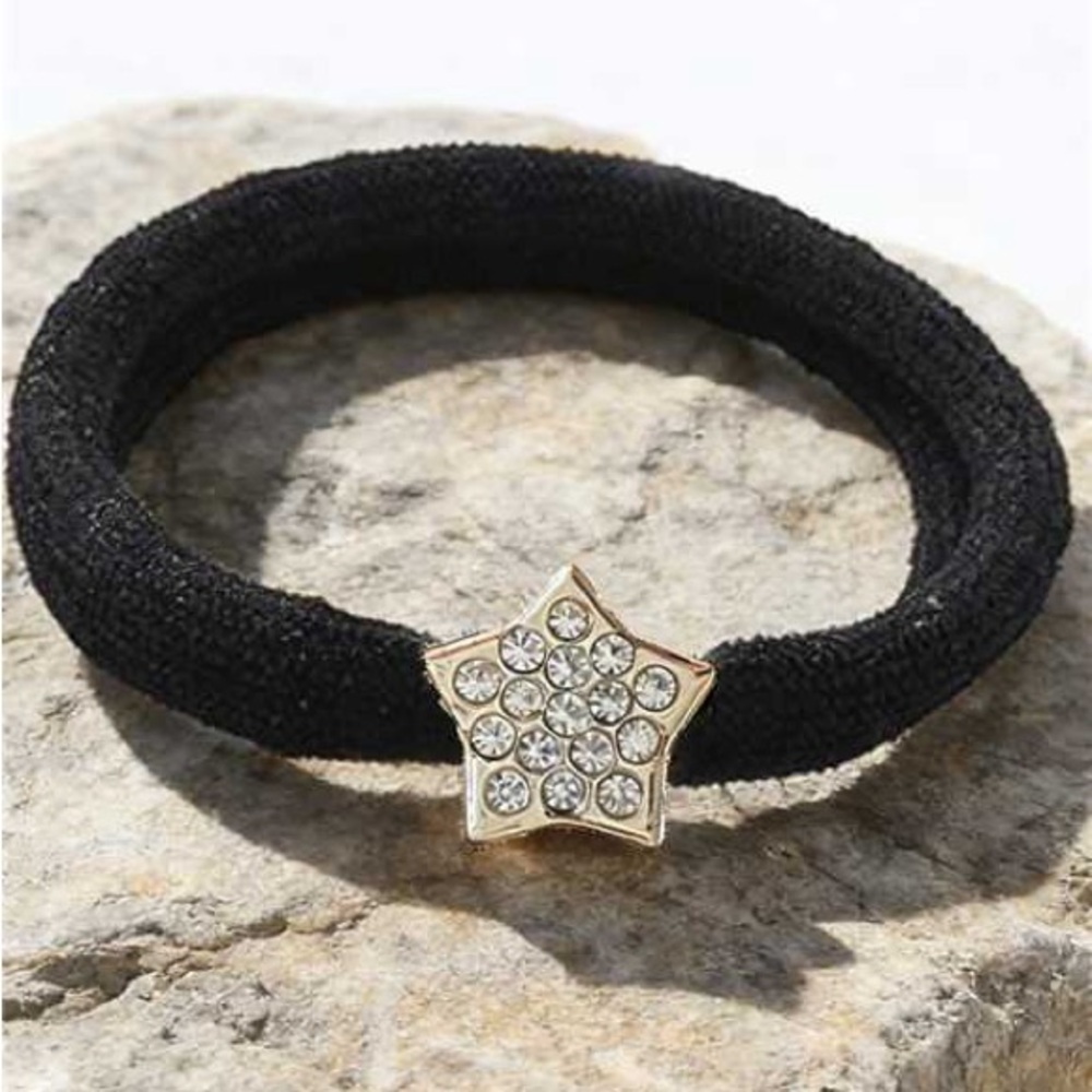 Zenana Outfitters Black Hair Tie with Gold Star Accent
